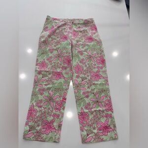 Lilly Pulitzer Vintage White Tag Cropped Pants Size 6 Green Pink Floral